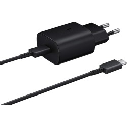 Samsung Chargeur USB C 25W Ultra Rapide Adaptateur USB C vers USB Chargeur Rapide Chargeur Original sans Fil Noir