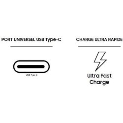 Samsung Chargeur USB C 25W Ultra Rapide Adaptateur USB C vers USB Chargeur Rapide Chargeur Original sans Fil Noir