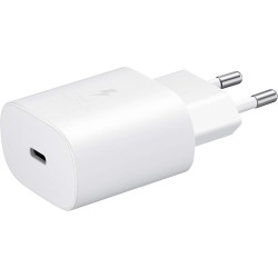 Samsung Chargeur USB C, Adaptateur Secteur 25W Ultra Rapide, Adaptateur USB C vers USB, Samsung Original, Vendu sans câble, Blan