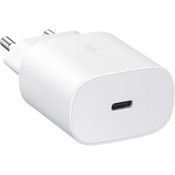 Samsung Chargeur USB C, Adaptateur Secteur 25W Ultra Rapide, Adaptateur USB C vers USB, Samsung Original, Vendu sans câble, Blan