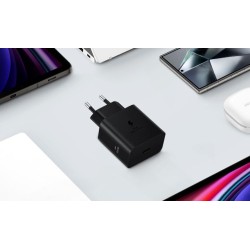 Samsung Chargeur USB C, Adaptateur Secteur 45W Ultra Rapide, USB C vers USB, Charge Rapide, Samsung Original, sans câble, Noir, 
