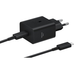 Samsung Chargeur USB C, Adaptateur Secteur 45W Ultra Rapide, USB C vers USB, Charge Rapide, Samsung Original, sans câble, Noir, 