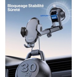 Miracase Support Téléphone Voiture [2025 Ventouse Puissante] Porte Telephone Voiture Tableau de Bord, Rotation 360° Portable Ven