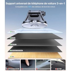 Miracase Support Téléphone Voiture [2025 Ventouse Puissante] Porte Telephone Voiture Tableau de Bord, Rotation 360° Portable Ven