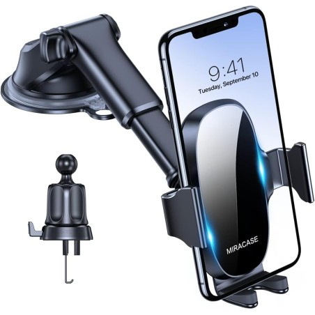 Miracase 【4-en-1 Support Telephone Voiture, Porte Telephone Voiture Ventouse pour Tableau de Bord & Pare-Brise & Sortie d'air & 