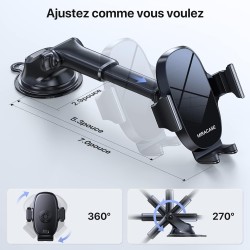 Miracase 【4-en-1 Support Telephone Voiture, Porte Telephone Voiture Ventouse pour Tableau de Bord & Pare-Brise & Sortie d'air & 