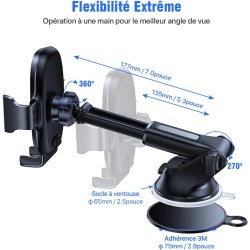 Miracase 【4-en-1 Support Telephone Voiture, Porte Telephone Voiture Ventouse pour Tableau de Bord & Pare-Brise & Sortie d'air & 