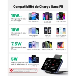 INIU Chargeur Induction 15W, Chargeur sans Fil Certifié Qi à Charge Rapide, Wireless Charger Accessoire Bureau pour iPhone 17 16