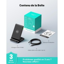 INIU Chargeur Induction 15W, Chargeur sans Fil Certifié Qi à Charge Rapide, Wireless Charger Accessoire Bureau pour iPhone 17 16