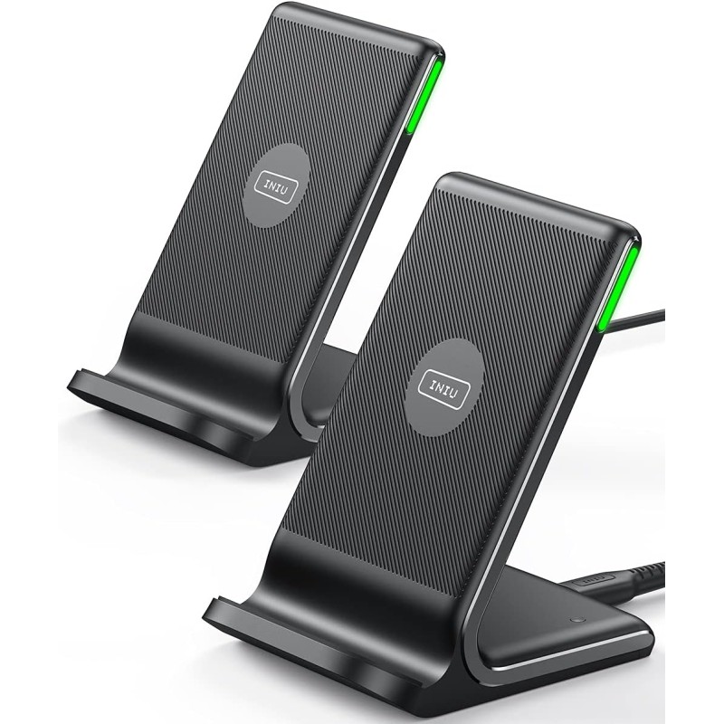 INIU Chargeur sans Fil, [2 Pack] 15W Chargeur Induction avec Double Bobine et lumière adaptative Facile à Dormir Wireless Charge