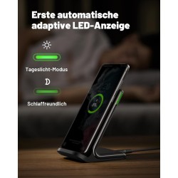 INIU Chargeur sans Fil, [2 Pack] 15W Chargeur Induction avec Double Bobine et lumière adaptative Facile à Dormir Wireless Charge