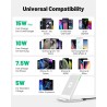 INIU Chargeur Induction Stand, [Blanc, 15W] Qi Certifié Wireless Charge sans Fil Rapide pour iPhone 16 15 14 13 12 11 Pro Max Sa