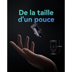 INIU Allume Cigare USB C, 2 Ports 60W Charge Rapide Chargeur Voiture with USB C et A, Prise Allume Cigare 12V pour iPhone 16 15 