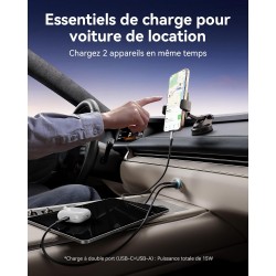 INIU Allume Cigare USB C, 2 Ports 60W Charge Rapide Chargeur Voiture with USB C et A, Prise Allume Cigare 12V pour iPhone 16 15 