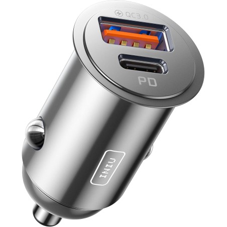 INIU Allume Cigare USB C, 2 Ports 60W Charge Rapide Chargeur Voiture with USB C et A, Prise Allume Cigare 12V pour iPhone 16 15 