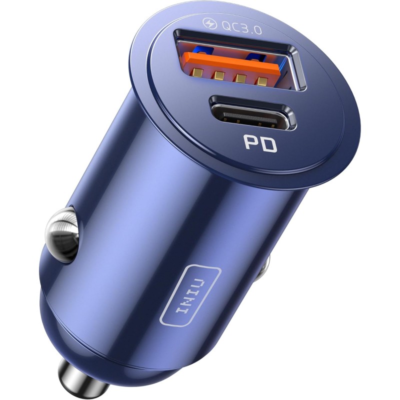 INIU Allume Cigare USB C, 2 Ports 60W Charge Rapide Chargeur Voiture with USB C et A, Prise Allume Cigare 12V pour iPhone 16 15 