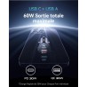 INIU Allume Cigare USB C, 2 Ports 60W Charge Rapide Chargeur Voiture with USB C et A, Prise Allume Cigare 12V pour iPhone 16 15 
