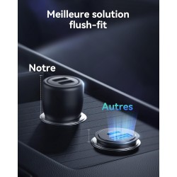 INIU Allume Cigare USB C, 2 Ports 60W Charge Rapide Chargeur Voiture with USB C et A, Prise Allume Cigare 12V pour iPhone 16 15 
