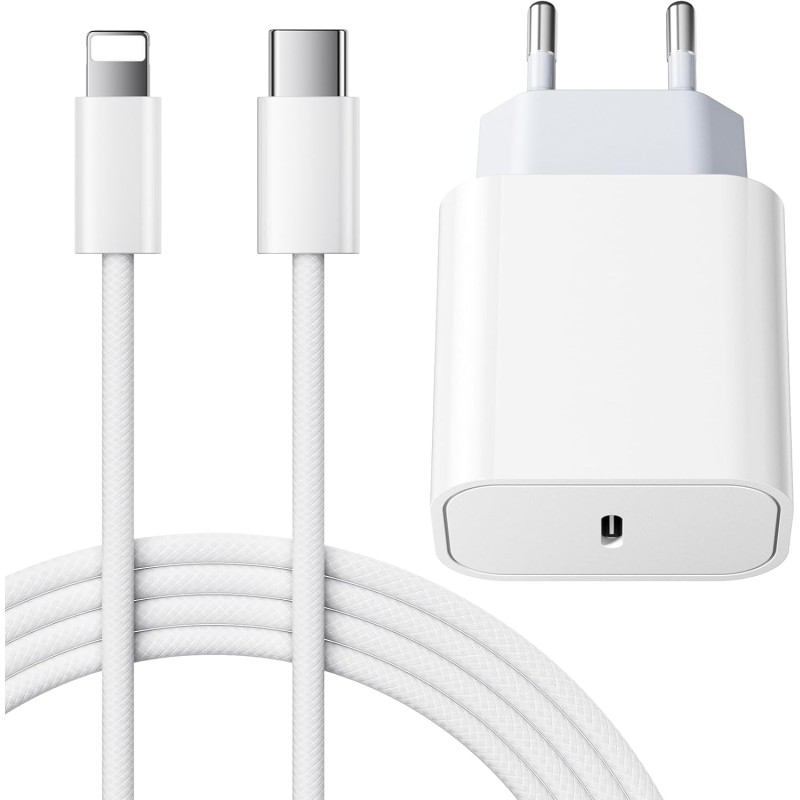 Chargeur Rapide for iPhone, 25W Prise USB C for iPhone 14/14 Plus/14 Pro/14 Pro Max/13/12/11/SE/Mini/X/XS/XR SE 8 7 6 6S, USB C 