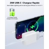 Chargeur Rapide for iPhone, 25W Prise USB C for iPhone 14/14 Plus/14 Pro/14 Pro Max/13/12/11/SE/Mini/X/XS/XR SE 8 7 6 6S, USB C 
