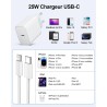 Chargeur Rapide for iPhone, 25W Prise USB C for iPhone 14/14 Plus/14 Pro/14 Pro Max/13/12/11/SE/Mini/X/XS/XR SE 8 7 6 6S, USB C 
