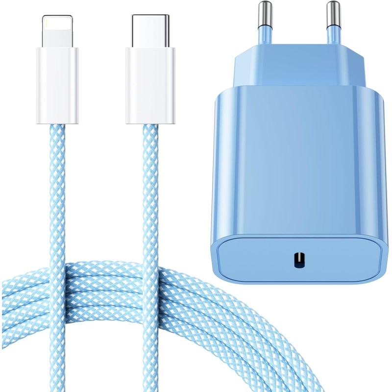 LumFocus Chargeur Rapide iPhone 14 13 Pro Max, [Certifié MFi] Chargeur Mural USB C PD 25W avec câble de Charge Rapide USB C vers