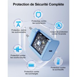 LumFocus Chargeur Rapide iPhone 14 13 Pro Max, [Certifié MFi] Chargeur Mural USB C PD 25W avec câble de Charge Rapide USB C vers