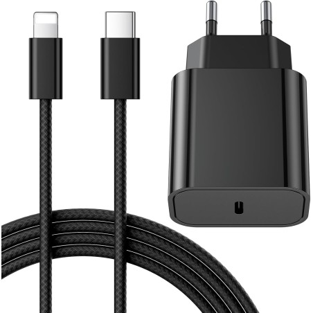 Chargeur Rapide for iPhone, 25W Prise USB C for iPhone 14/14 Plus/14 Pro/14 Pro Max/13/12/11/SE/Mini/X/XS/XR SE 8 7 6 6S, USB C 