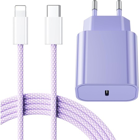 LumFocus Chargeur Rapide iPhone 14 13 Pro Max, [Certifié MFi] Chargeur Mural USB C PD 25W avec câble de Charge Rapide USB C vers