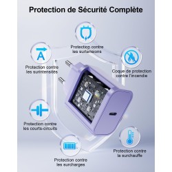 LumFocus Chargeur Rapide iPhone 14 13 Pro Max, [Certifié MFi] Chargeur Mural USB C PD 25W avec câble de Charge Rapide USB C vers