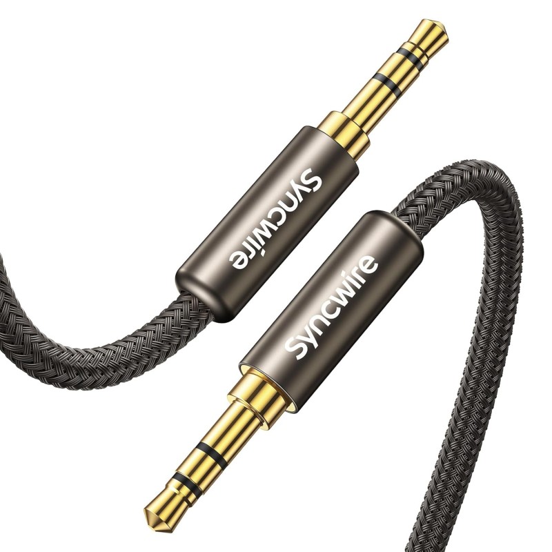 SYNCWIRE Câble Aux 3,5 mm tressé en nylon, adaptateur d’entrée audio mâle-mâle pour casques, voiture, stéréo domestique, haut-pa