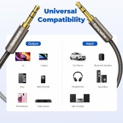 SYNCWIRE Câble Aux 3,5 mm tressé en nylon, adaptateur d’entrée audio mâle-mâle pour casques, voiture, stéréo domestique, haut-pa