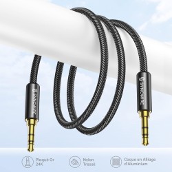 SYNCWIRE Câble auxiliaire 3,5 mm (3 m), câble audio auxiliaire tressé en nylon, adaptateur mâle à mâle, pour casques, voitures, 