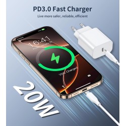 BHHB 20W Chargeur USB C, Bloc d'Alimentation Adaptateur Conçu pour A-pple, Prise USB C Rapide compatible avec i-Phone 17/16/15/1