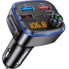 Gizmovine emetteur bleutooth voiture, transmetteur fm pour la musique, téléphone kit main libre, allume cigare avec prise usb c 
