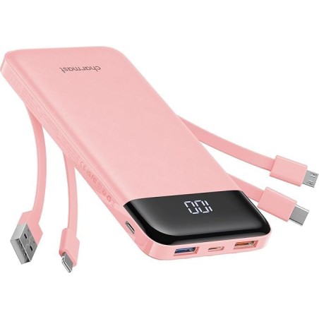 Charmast Batterie Externe 10000mAh avec 4 Câbles Intégrés Batterie Portable USB C Mince Power Bank avec 6 Sorties et 3 Entrées p