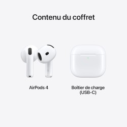 Apple airpods 4 écouteurs sans fil, casques et écouteurs bleutooth, audio spatial personnalisé, résistance à la transpiration et