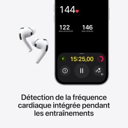 Apple airpods pro 3 écouteurs sans fil, réduction active du bruit, détection de la fréquence cardiaque, écouteurs bleutooth, aud
