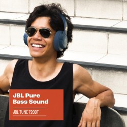 Jbl tune 720bt, casque audio sans fil, léger et confortable, bleutooth 5.3, autonomie jusqu'à 76 h, charge rapide, son jbl pure 