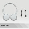 Sony wh-ch520 - casque bleutooth sans fil, multipoint, micro intégré - jusqu'à 50 heures d'autonomie et charge rapide - blanc