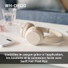 Sony wh-ch520 - casque bleutooth sans fil, multipoint, micro intégré - jusqu'à 50 heures d'autonomie et charge rapide - bleu
