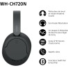 Sony wh-ch720n - casque bleutooth sans fil à réduction de bruit - micro intégré - jusqu'à 35 heures d'autonomie et charge rapide