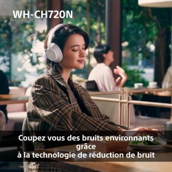Sony wh-ch720n - casque bleutooth sans fil à réduction de bruit - micro intégré - jusqu'à 35 heures d'autonomie et charge rapide