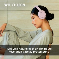 Sony wh-ch720n - casque bleutooth sans fil à réduction de bruit - micro intégré - jusqu'à 35 heures d'autonomie et charge rapide