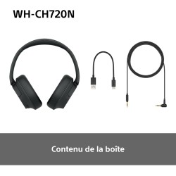Sony wh-ch720n - casque bleutooth sans fil à réduction de bruit - micro intégré - jusqu'à 35 heures d'autonomie et charge rapide