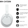 Sony wh-ch720n - casque bleutooth sans fil à réduction de bruit - micro intégré - jusqu'à 35 heures d'autonomie et charge rapide