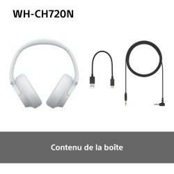 Sony wh-ch720n - casque bleutooth sans fil à réduction de bruit - micro intégré - jusqu'à 35 heures d'autonomie et charge rapide