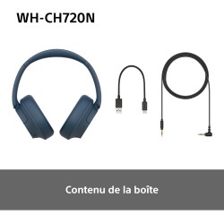 Sony wh-ch720n - casque bleutooth sans fil à réduction de bruit - micro intégré - jusqu'à 35 heures d'autonomie et charge rapide