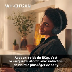 Sony wh-ch720n - casque bleutooth sans fil à réduction de bruit - micro intégré - jusqu'à 35 heures d'autonomie et charge rapide