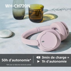 Sony wh-ch720n - casque bleutooth sans fil à réduction de bruit - micro intégré - jusqu'à 35 heures d'autonomie et charge rapide